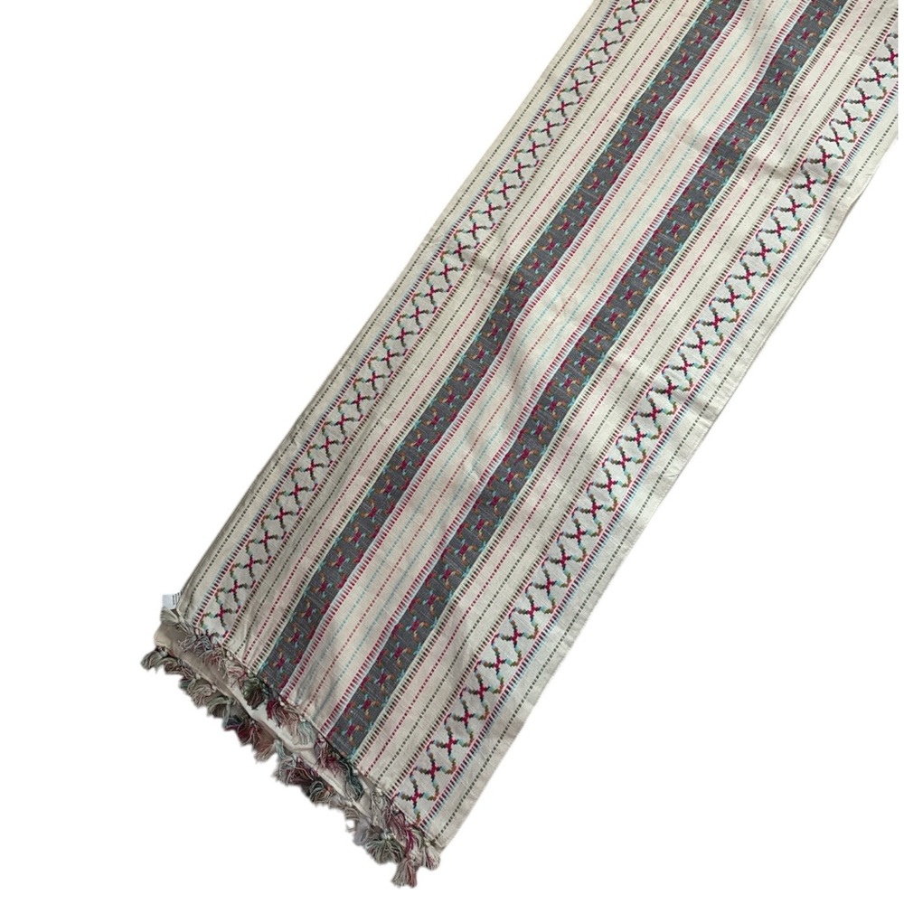 World Market Multicolor Tassel Boho Bohemian 90” Table Runner | 16x90